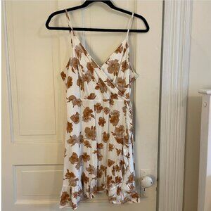 Altar’d State Cream & Brown Floral Wrap Dress – Size Large